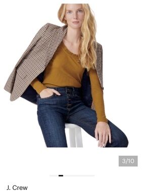 J. Crew Mustard Ribbed Scoop-Neck Long-Sleeve Tee